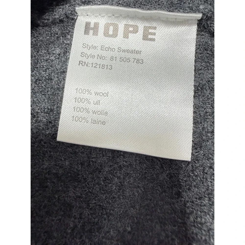 HOPE Stockholm Mens‎ Large Grey 100% Wool Echo Sweater Mock Neck Split Back 50
